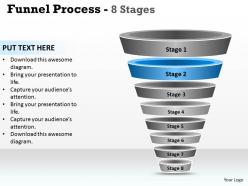 Funnel process diagram with 8 stages