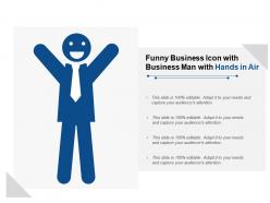 Funny business icon with business man with hands in air