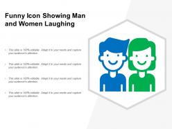 Funny icon showing man and women laughing