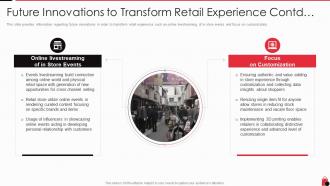 Future innovations to transform retail experience contd retailing techniques for engagement
