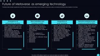Future Of Metaverse As Emerging Technology Unveiling Opportunities Associated With Metaverse World AI SS V