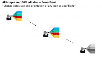 A person holding a projector with colorful layers projected onto it