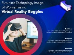 Futuristic technology image of woman using virtual reality goggles