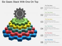 Fv six gears stack with one on top powerpoint template