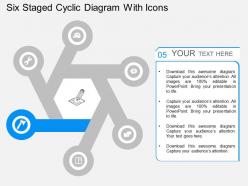 Fv six staged cyclic diagram with icons flat powerpoint design