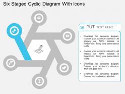 Fv six staged cyclic diagram with icons flat powerpoint design