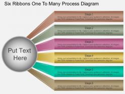 Fw six ribbons one to many process diagram powerpoint template