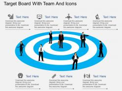 Fw target board with team and icons flat powerpoint design