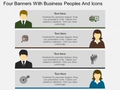 Fx four banners with business peoples and icons flat powerpoint design