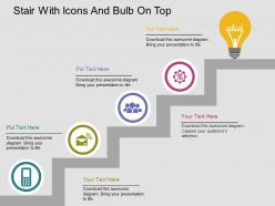 Fx stair with icons and bulb on top flat powerpoint design