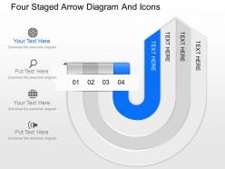 Fy four staged arrow diagram and icons powerpoint template