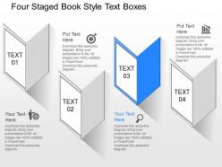 Fy four staged book style text boxes powerpoint template