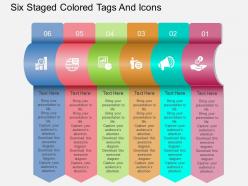 Fy six staged colored tags and icons powerpoint template