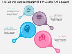 Fz four colored bubbles infographics for success and education flat powerpoint design