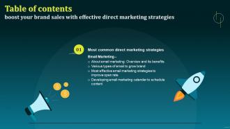 G111 Table Of Contents Boost Your Brand Sales With Effective Direct Marketing Strategies MKT SS