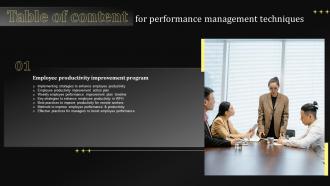 G116 Table Of Content For Performance Management Techniques Ppt Powerpoint Presentation File