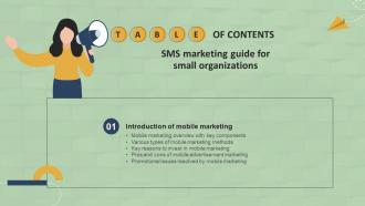 G118 Table Of Contents SMS Marketing Guide For Small Organizations MKT SS V