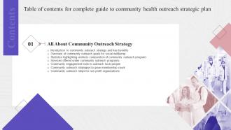 G120 Table Of Contents For Complete Guide To Community Health Outreach Strategic Plan Strategy SS
