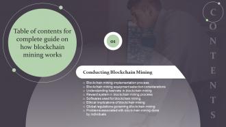 G142 Table Of Contents For Complete Guide On How Blockchain Mining Works BCT SS