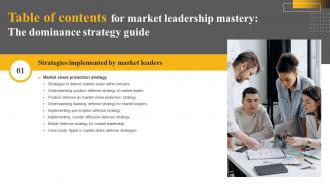 G162 Table Of Contents For Market Leadership Mastery The Dominance Strategy Guide Strategy SS