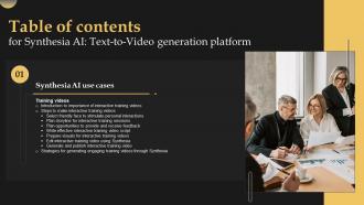 G166 Table Of Contents For Synthesia AI Text To Video Generation Platform AI SS V