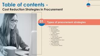 G171 Table Of Contents Cost Reduction Strategies In Procurement Strategy SS V