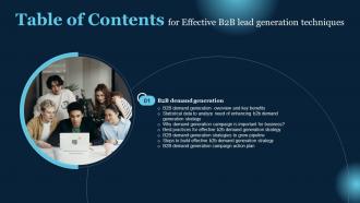 G183 Table Of Contents For Effective B2B Lead Generation Techniques