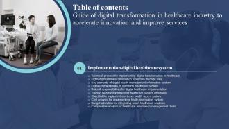 G186 Table Of Contents Guide Of Digital Transformation In Healthcare Industry To Accelerate DT SS