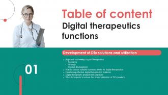 G187 Table Of Content Digital Therapeutics Functions Ppt Topic