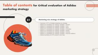 G190 Table Of Contents For Critical Evaluation Of Adidas Marketing Strategy Strategy SS