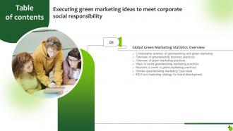 G194 Table Of Contents Executing Green Marketing Ideas Corporate Social Responsibility Mkt Ss V