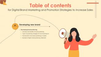 G1 Table Of Contents For Digital Brand Marketing And Promotion Strategies To Increase Sales MKT SS V
