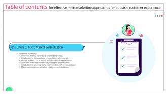 G1 Table Of Contents For Effective Micromarketing Approaches For Boosted Customer Experience MKT SS V