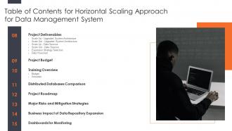 G1 Table Of Contents For Horizontal Scaling Approach For Data Management System Project