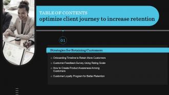 G30 Table Of Contents Optimize Client Journey To Increase Retention Ppt Tips