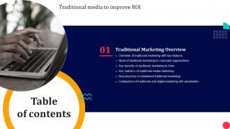 G44 Table Of Contents Traditional Media To Improve ROI Ppt Powerpoint Presentation File Files