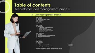 G47 Table Of Contentsfor Customer Lead Management Process Ppt Slides