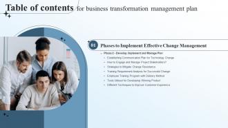 G61 Table Of Contents For Business Transformation Management Plan Ppt Microsoft