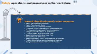 G68 Table Of Contents Safety Operations And Procedures In The Workplace Ppt Professional Picture