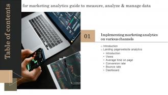 G86 Table Of Contents For Marketing Analytics Guide To Measure Analyze And Manage Data