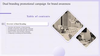 G9 Table Of Contents Dual Branding Promotional Campaign For Brand Awareness