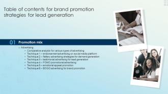 G9 Table Of Contents For Brand Promotion Strategies For Lead Generation