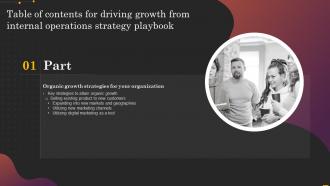 G9 Table Of Contents For Driving Growth From Internal Operations