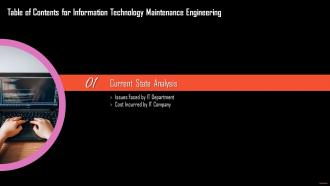 G9 Table Of Contents For Information Technology Maintenance Engineering Ppt Designs