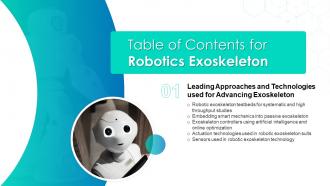 G9 Table Of Contents For Robotics Exoskeleton Ppt Inspiration