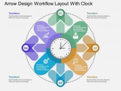 Ga arrow design workflow layout with clock flat powerpoint design