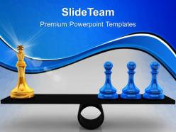 Game of strategy templates chessmen on scales business image ppt presentation designs powerpoint