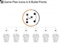 Game plan icons in 6 bullet points