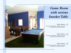 Game room with various snooker table