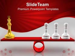 Game strategy powerpoint templates chessmen on scales competition success ppt